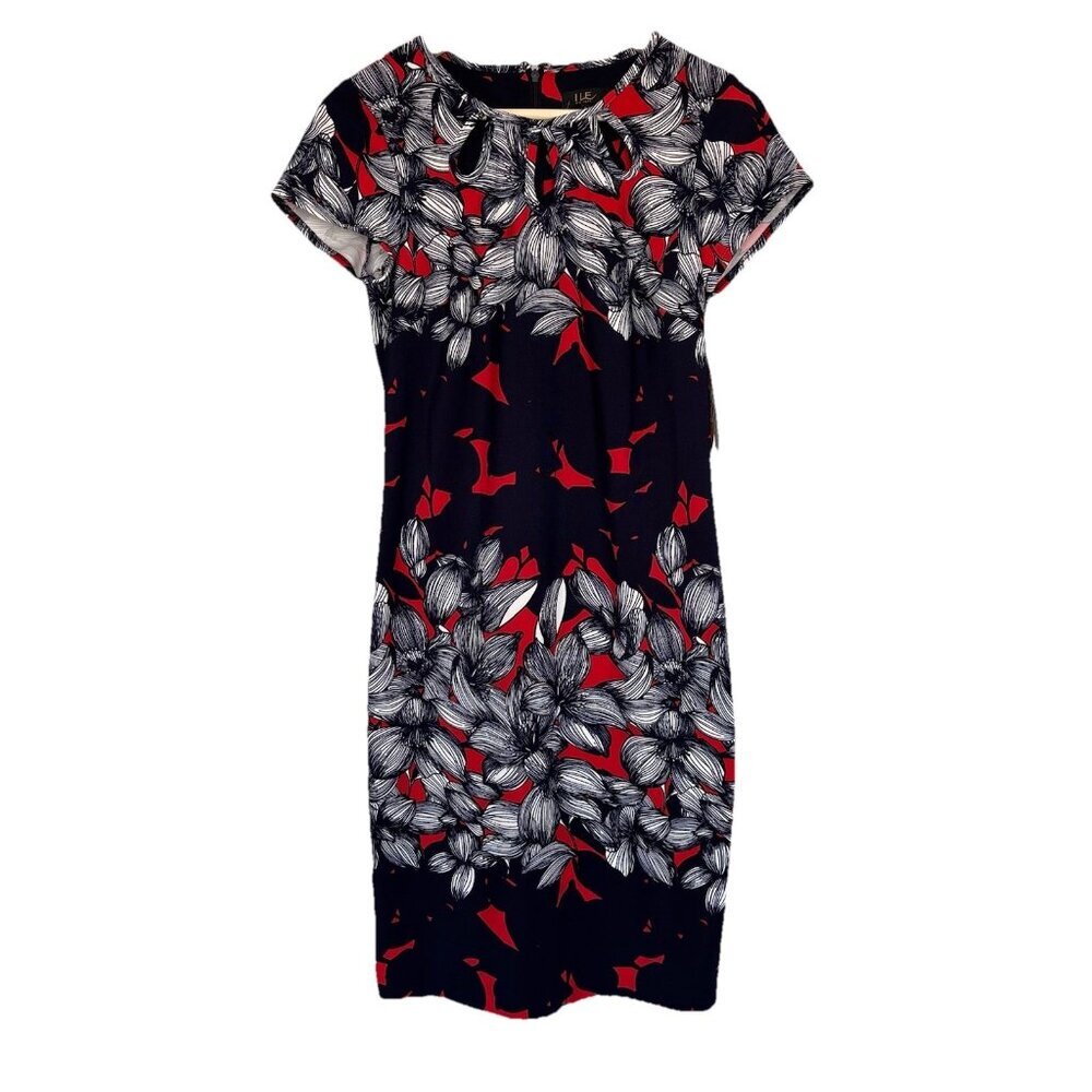 ILE NEW YORK Floral Dress Blue Red Women’s 6 Preppy Office Femenine Career NWT